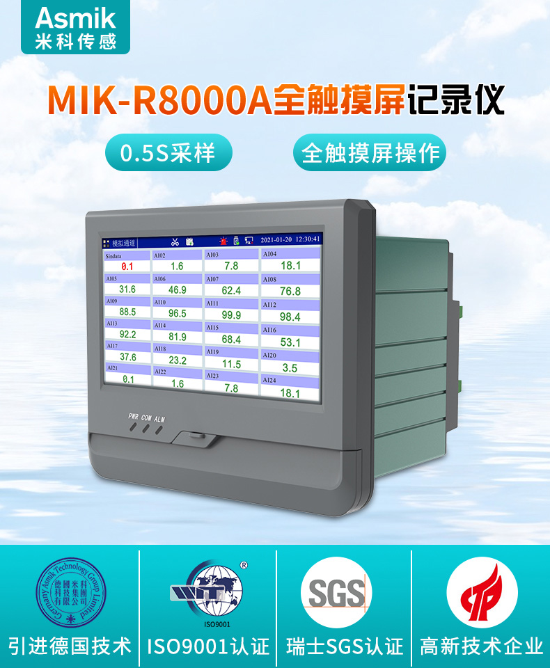 米科MIK-R8000A无纸记录仪产品大图
